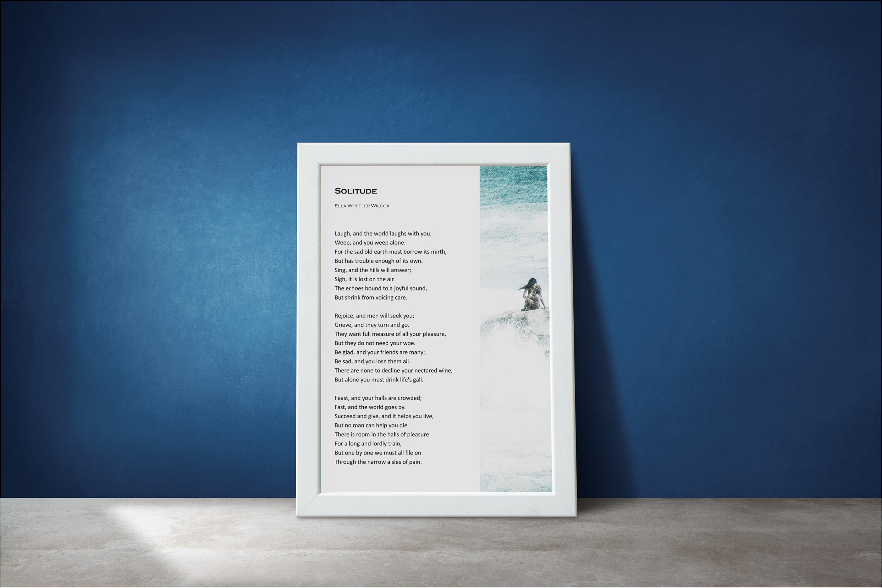 Solitude Poem Print Classic Poetry Wall Art Ella Wheeler Etsy
