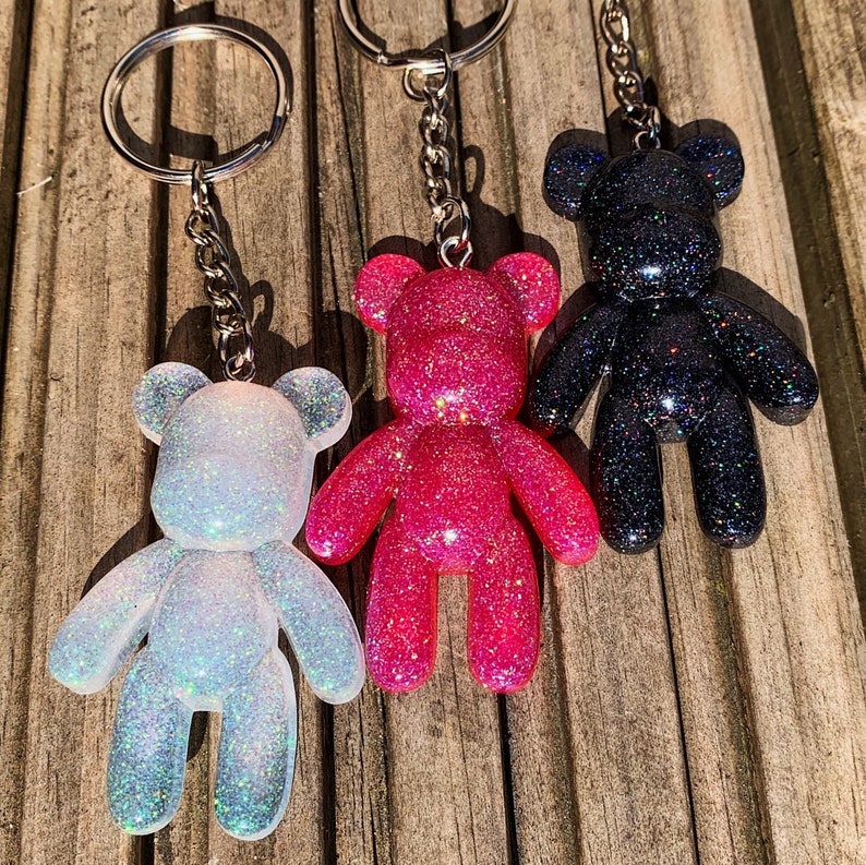 Glitter teddy bear keyring | Etsy