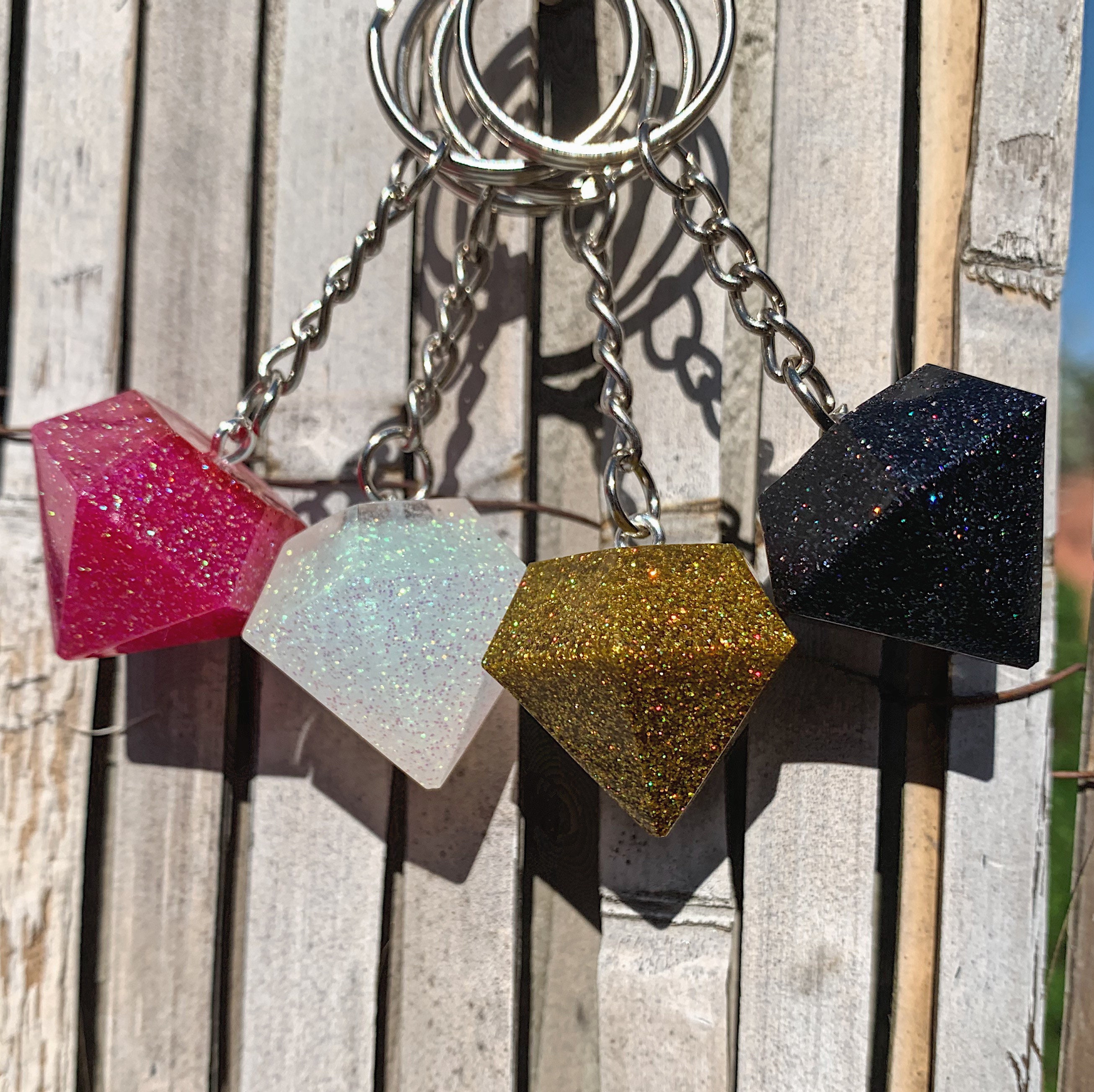 Diamond resin keyring Etsy