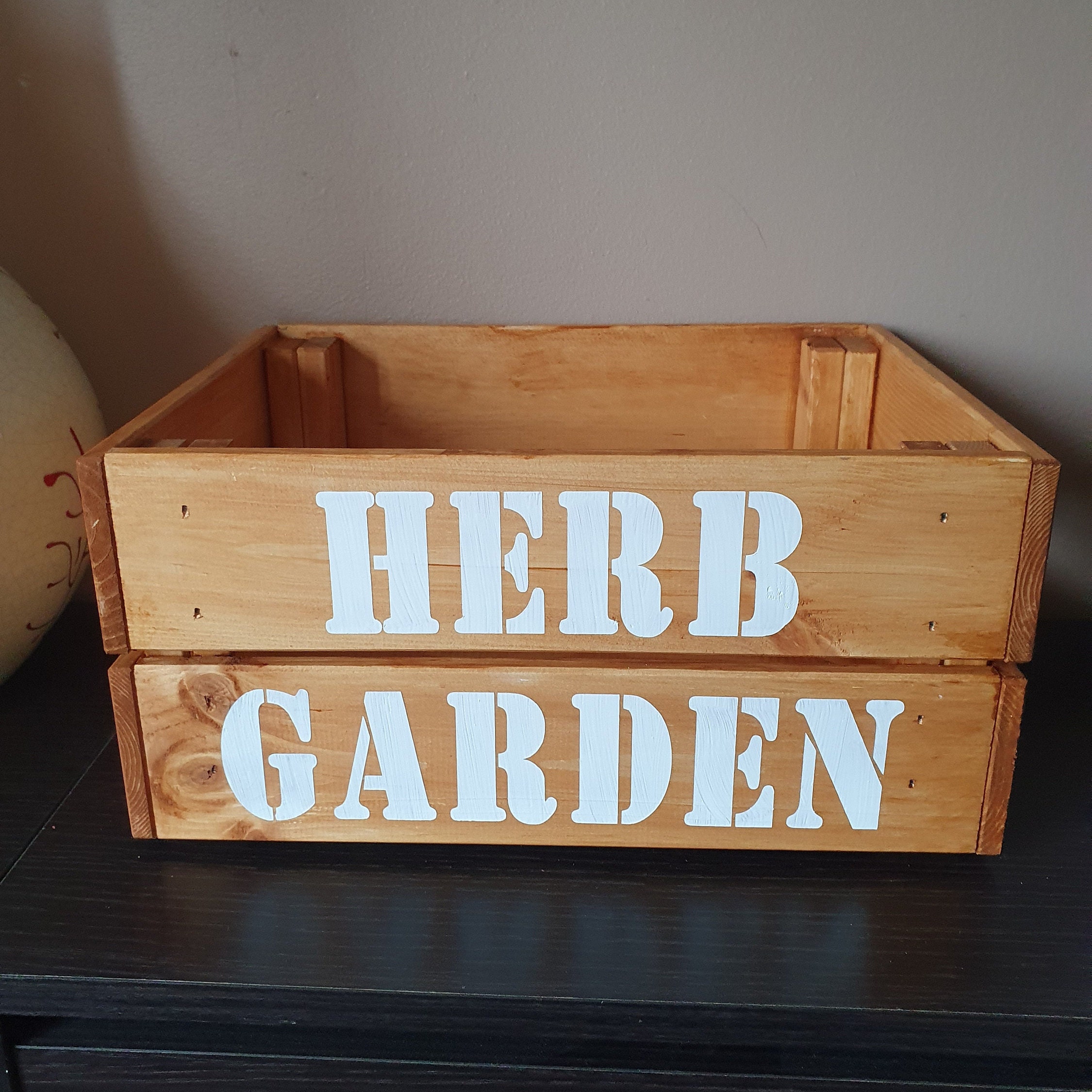 Herb Garden Wooden Crate Herb Garden Wooden Box Herb Patch Etsy