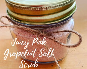 Juicy Pink Grapefruit Himalayan Salt Exfoliating Scrub in Reusable Mason Jar