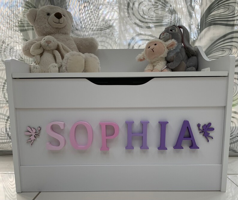 Soft Close Personalised White Wooden Toy Box Perfect for Etsy UK
