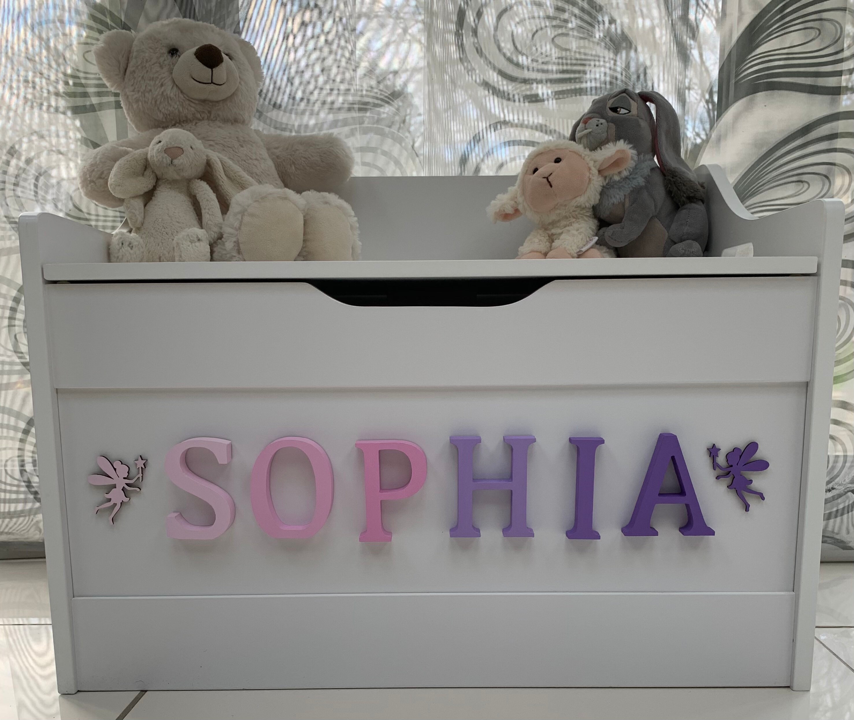 Soft Close Personalised White Wooden Toy Box Perfect for Etsy UK