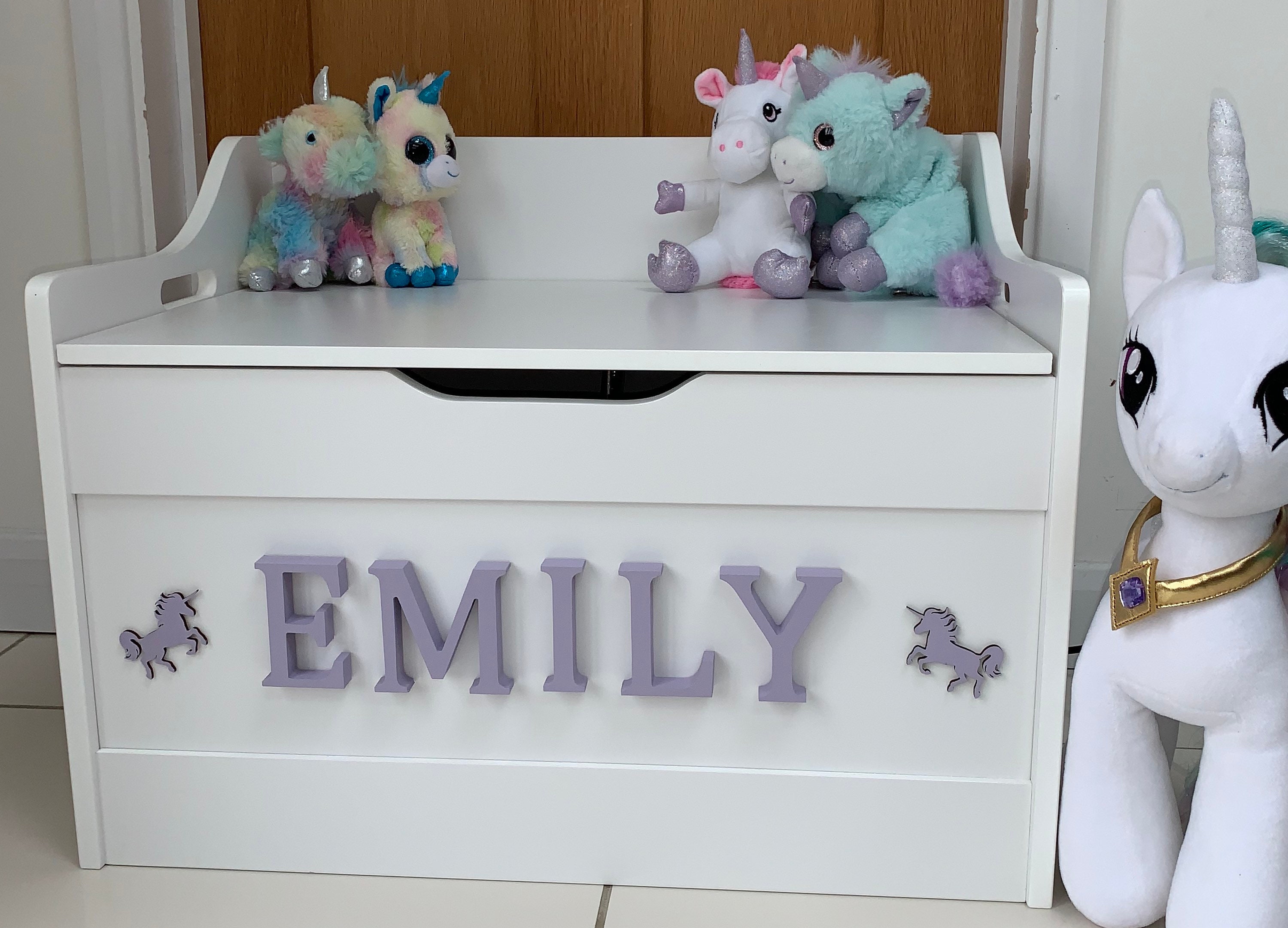 Soft Close Personalised White Wooden Toy Box Perfect for Etsy UK