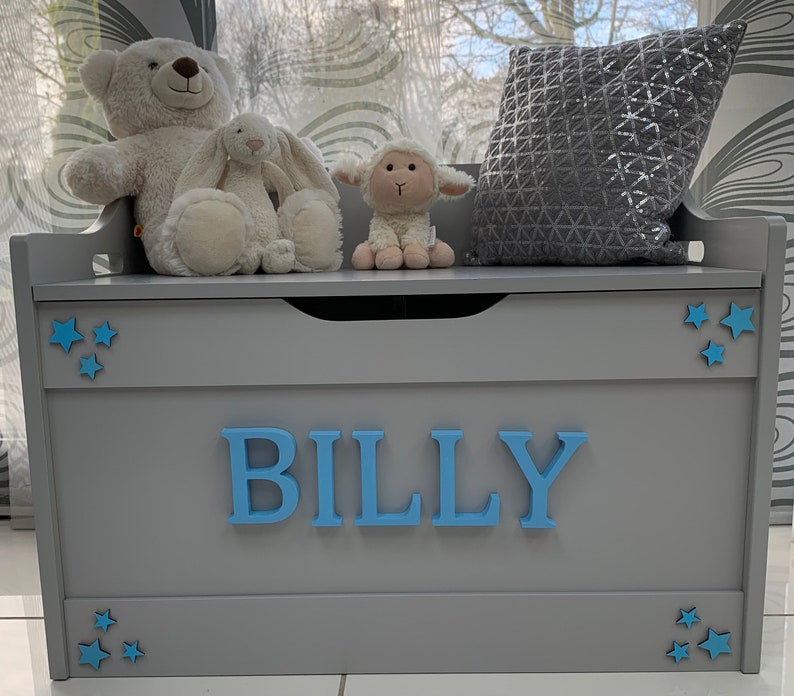 Soft Close Personalised Grey Wooden Toy Box Perfect for Etsy UK