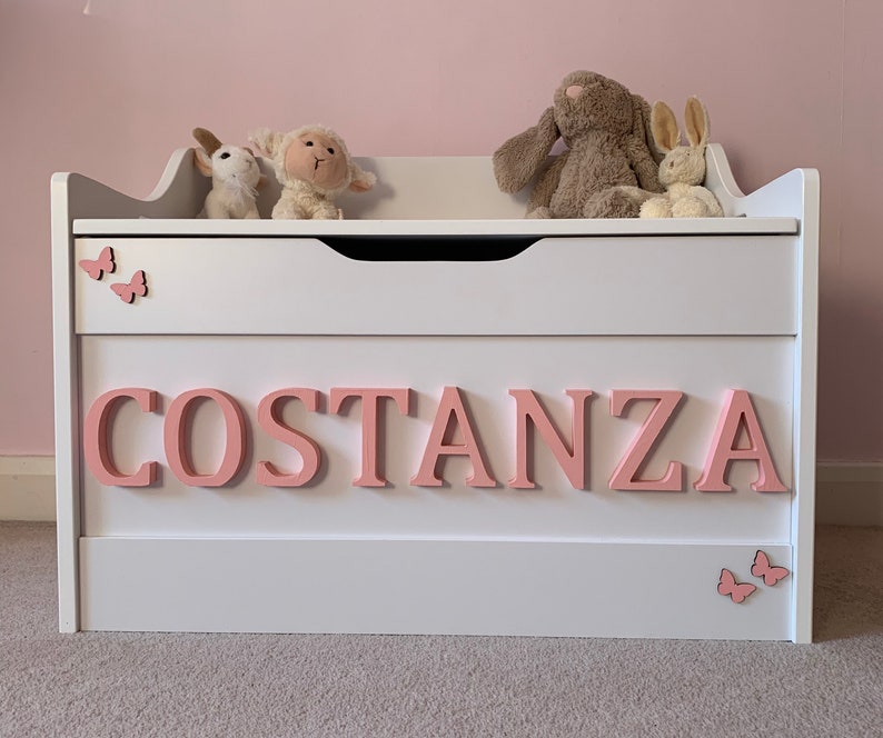 Soft Close Personalised White Wooden Toy Box Perfect for Etsy UK