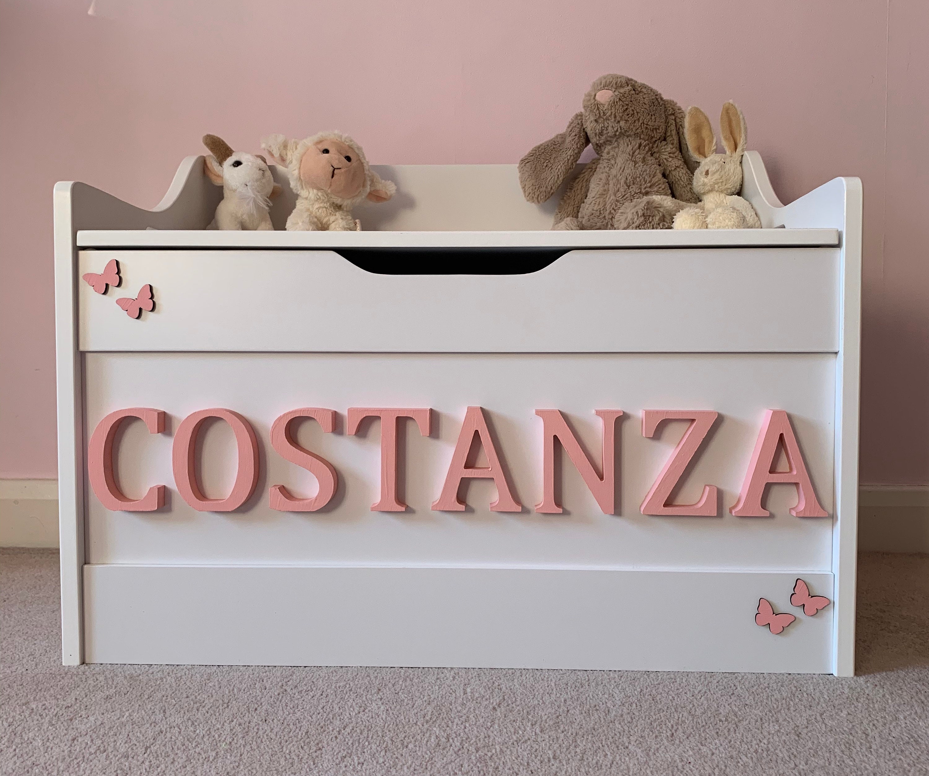 Soft Close Personalised White Wooden Toy Box Perfect for Etsy UK
