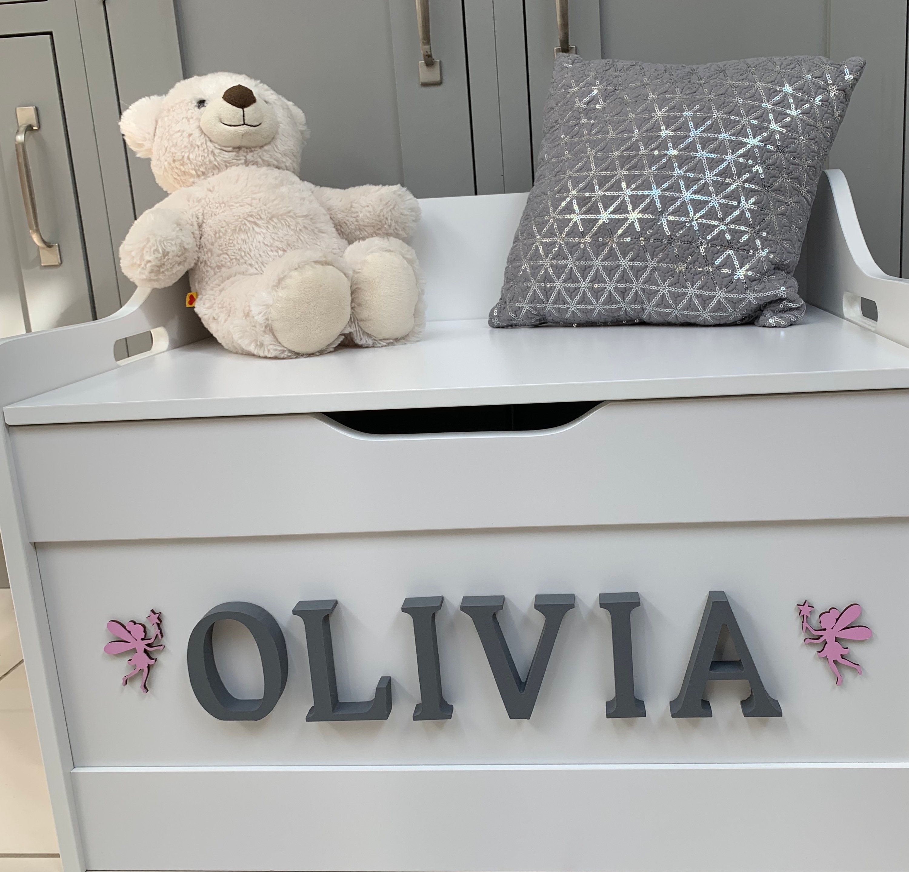 Soft Close Personalised White Wooden Toy Box Perfect for Etsy UK