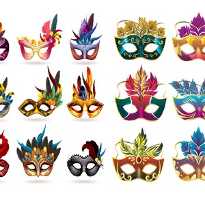 Mardi Gras Party Supplies Stickers 270 PCS Masquerade Party Decorations for  Cards Bags Envelopes Scrap Booking Mardi Gras Carnival Decals Self