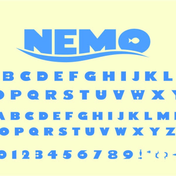 Nemo Font SVG , Nemo Alphabet Svg , Fichiers Svg pour Cricut , Recherche de police Nemo svg ,