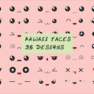 Kawaii Faces SVG, Cute Cartoon Emoji Faces svg, Anime Faces svg ,  Cartoon faces svg ,