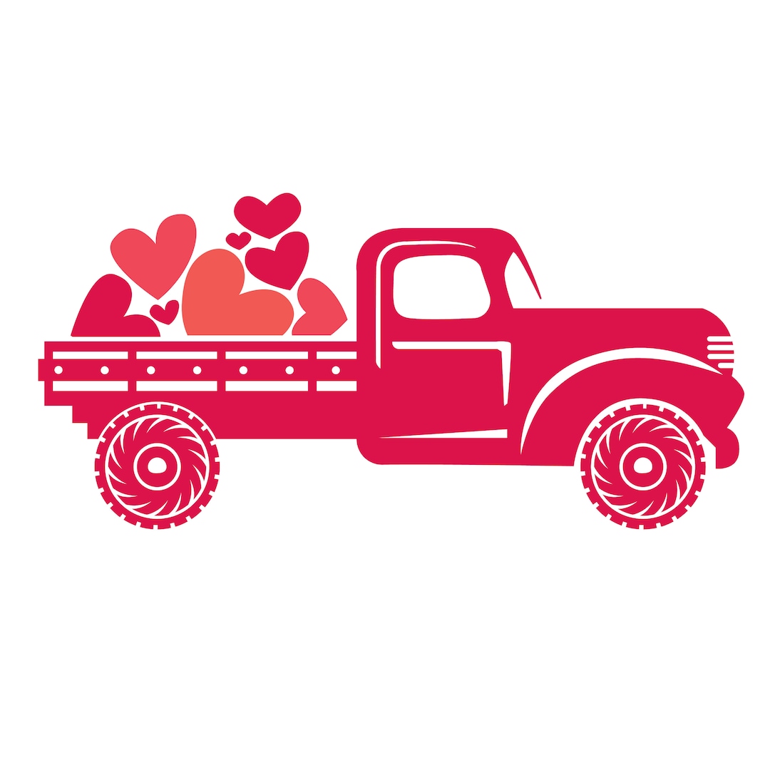 Valentines Red Truc SVG , Valentine's Day Truck of Hearts SVG , Red ...