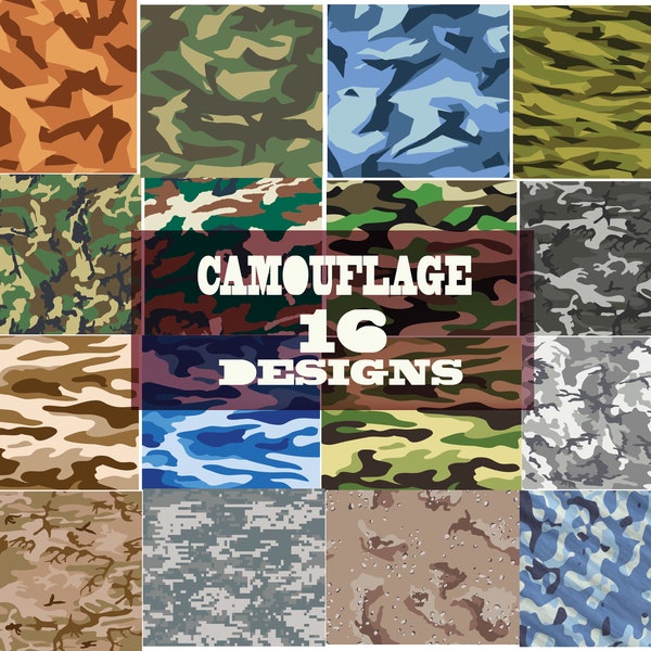 Camouflage SVG, Camouflage SVG bundel, Camo scg, Militaire Patronen svg, Jacht Camouflage SVG
