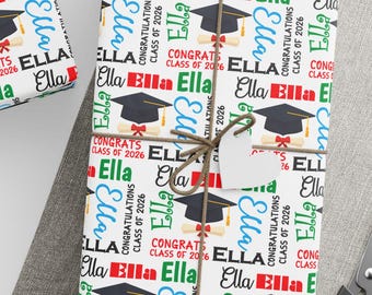 Congrats Class of 2026 Personalized Wrapping Paper - Customized with Name  BB83