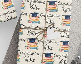 Graduation Congratulations Personalized Gift Wrap - Customized Wrapping Paper with Name  BB88