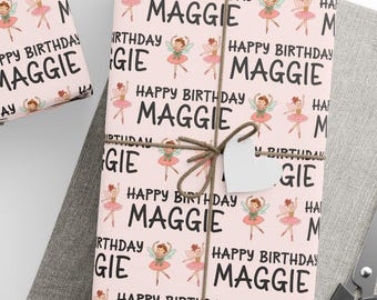 Ballerina Princess Personalized Gift Wrap - Customized Wrapping Paper with Name, Birthday   BB64