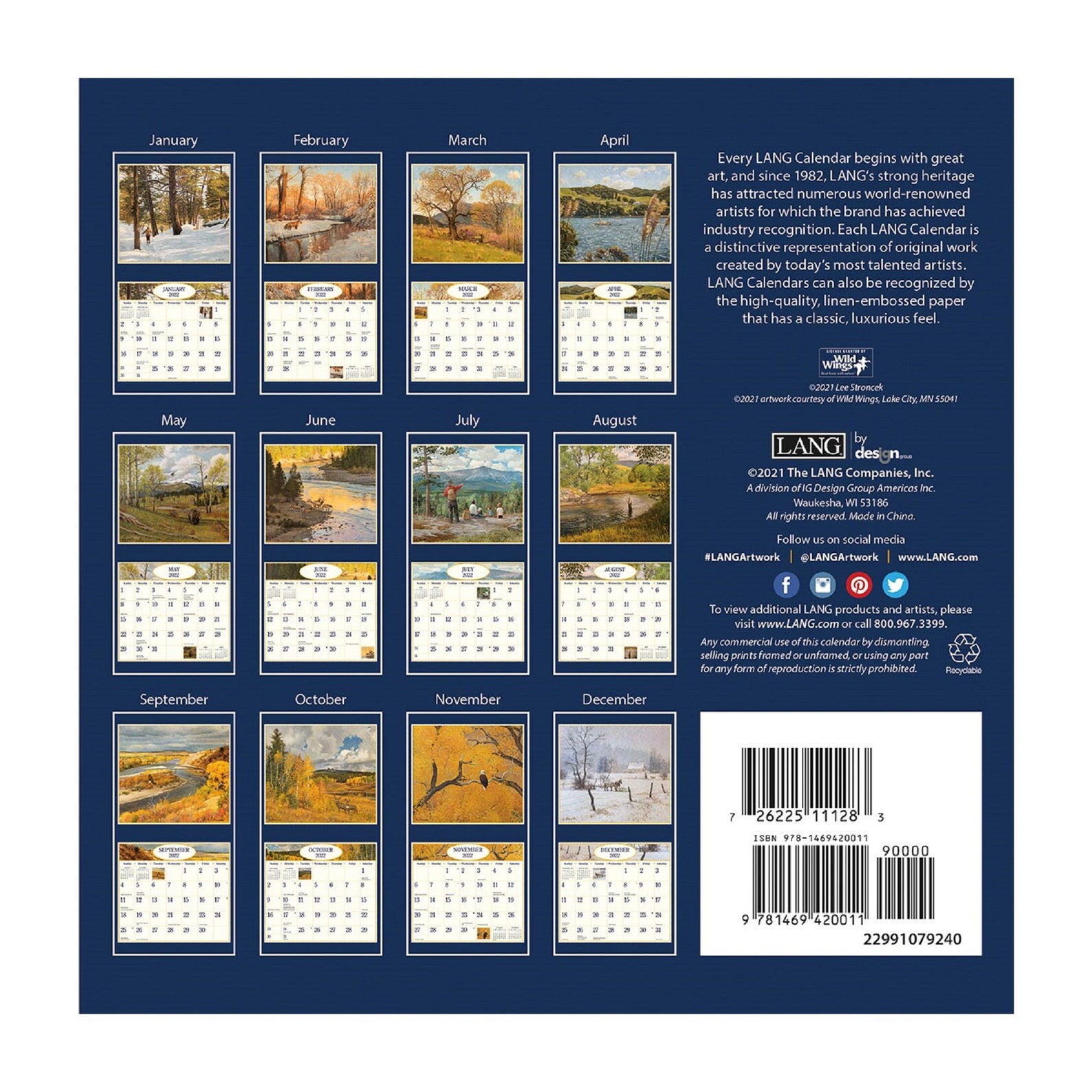 2022 Lang Four Seasons Small Wall Calendar by Lee Stroncek Etsy