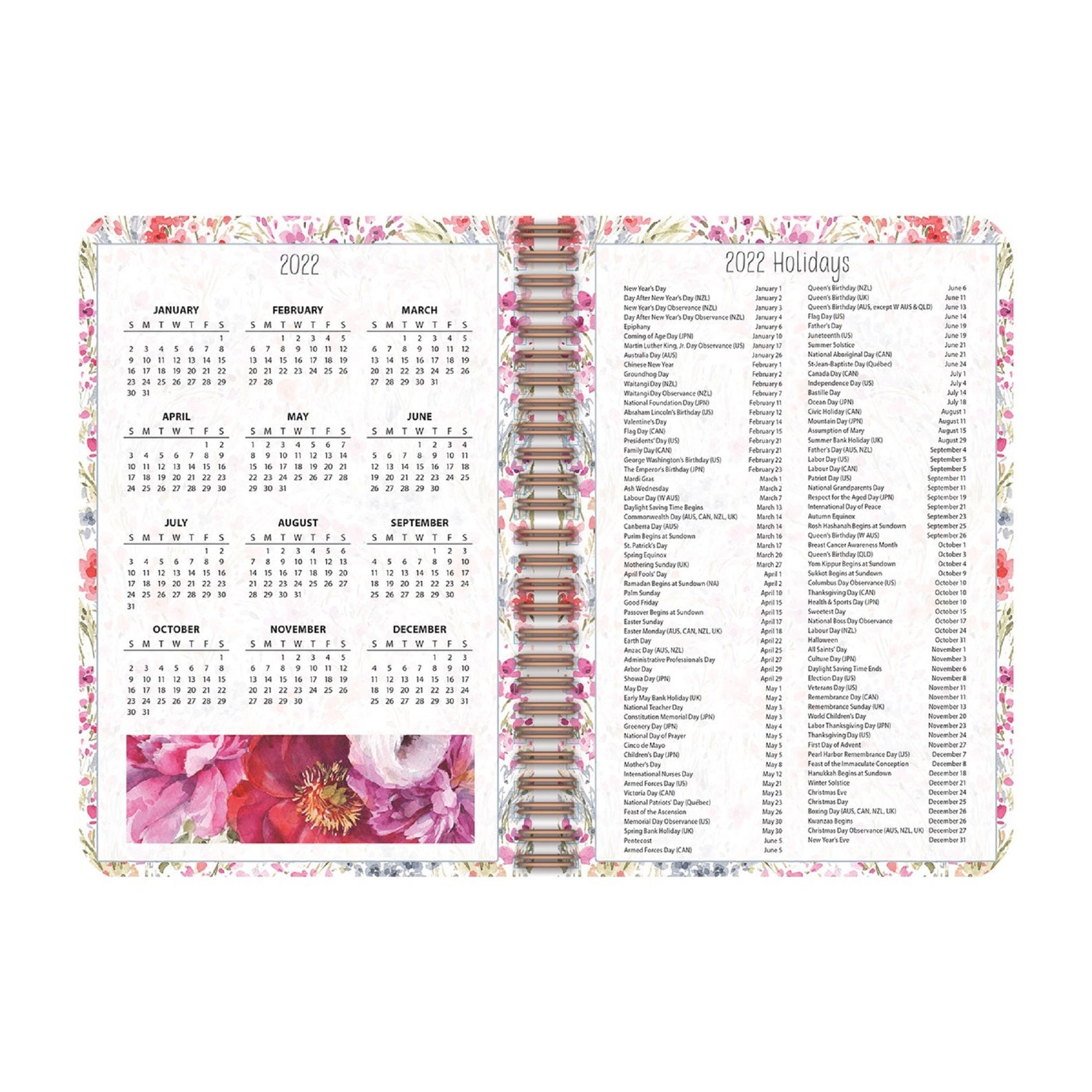 2022 Lang Spiral Engagement Planner Watercolor Seasons by Etsy