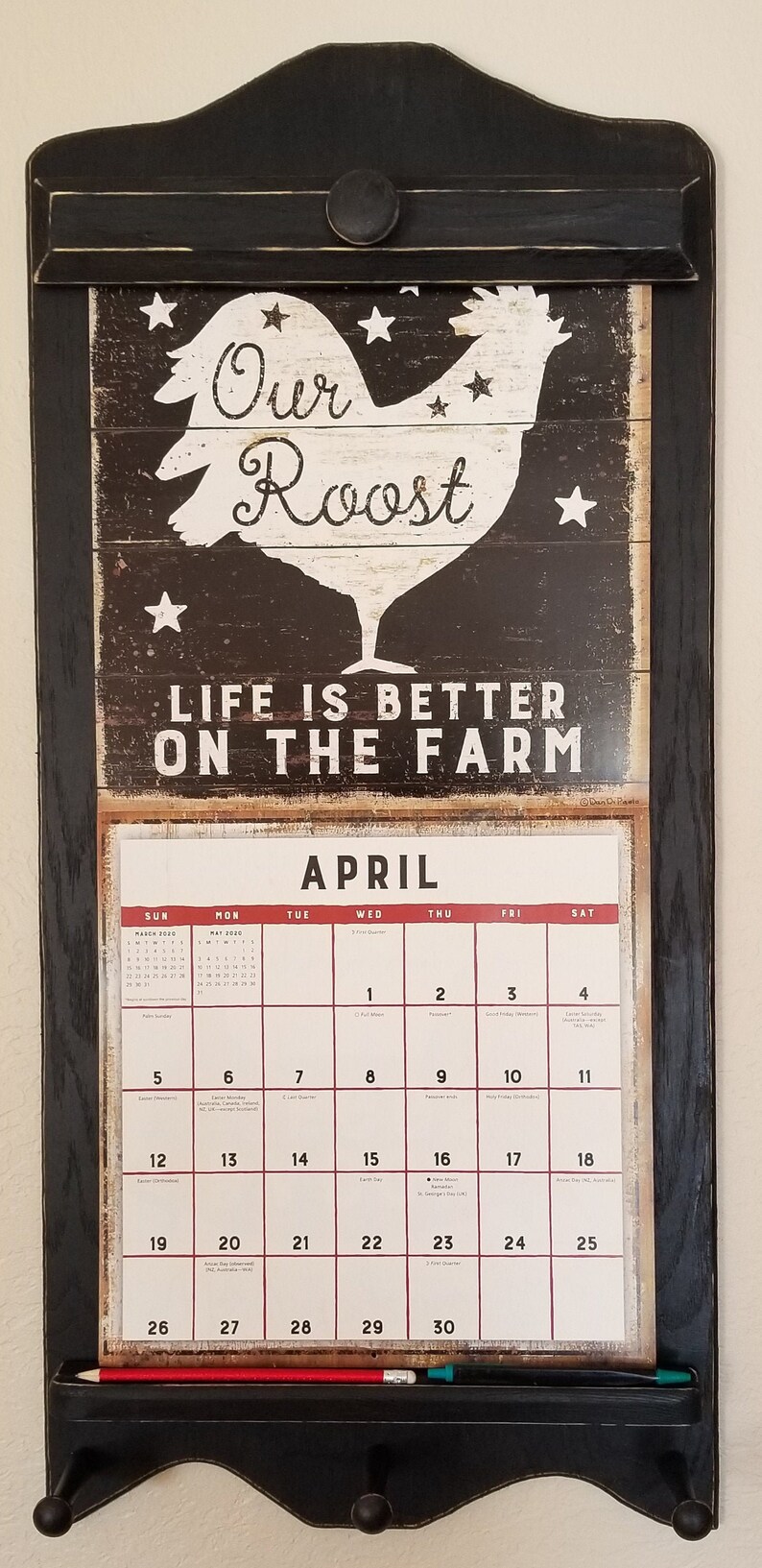 Rustic Calendar Holder Lang Primitive Oak Frame Christmas Etsy