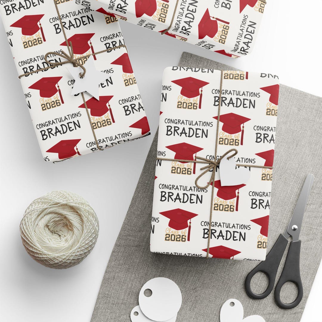 Graduation Cap Personalized Gift Wrap - Customized Wrapping Paper With ...