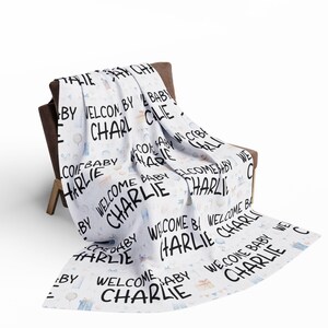 Manta personalizada, felpa de terciopelo, forro polar ártico, sherpa, personalizada con nombre, regalo de cumpleaños, regalo para baby shower BB263