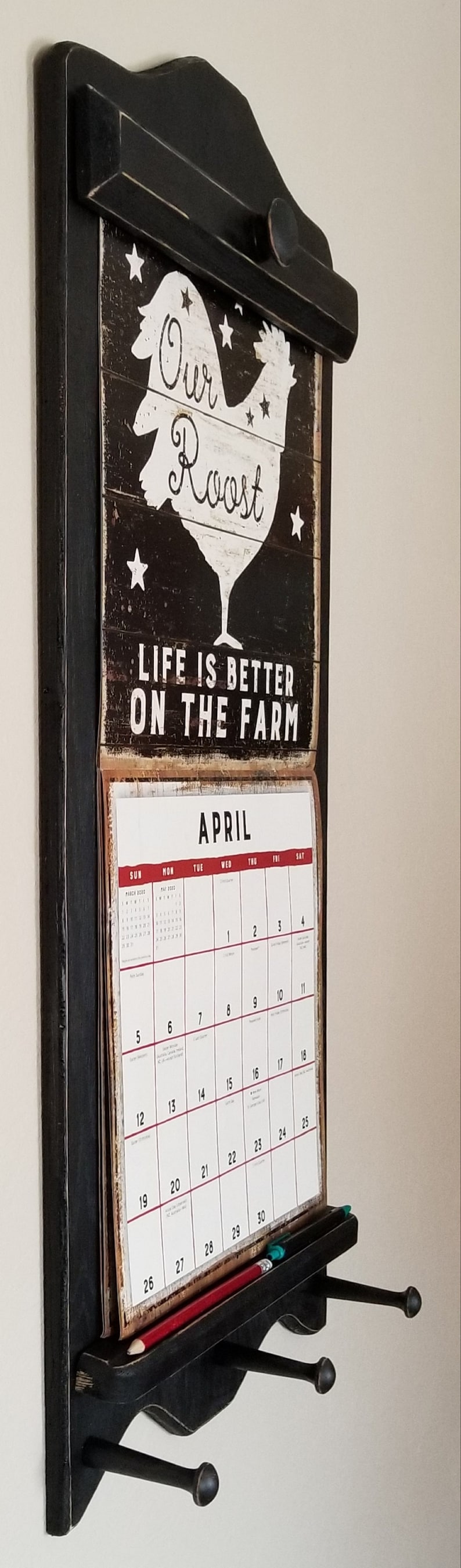 Rustic Calendar Holder Lang Primitive Oak Frame Christmas Etsy
