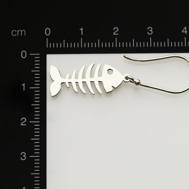 Fish Bone Silver Earrings Fish Bone Shaped Earrings Fish Bone Charm Dangle Earrings Bone Jewelry Mermaid Earrings