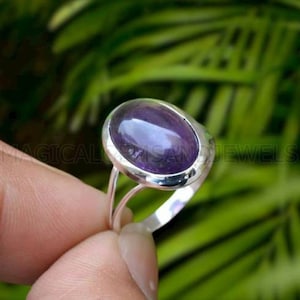 Long Charoite Ring Purple Color Stone Can be Personalized Handmade Ring Simple Gemstone Ring Marquise Shape 925 Sterling Silver
