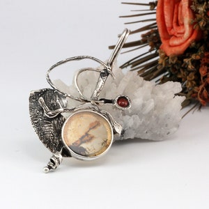 Colgante de plata de ley OOAK Único Colgante de plata 925 hecho a mano con ágata Colgante de plata oxidada hecho a mano Colgante único de platero