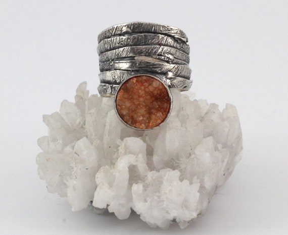 Handmade silver ring with Grape Agate Sterling silver ring Artisan silver ring Silversmith one-of-a-kind ring Unique oxidized textured ring