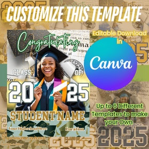 Download instantâneo de fãs de formatura personalizados, fãs de formatura de modelo Canva, cabeça em um bastão, fãs de rosto personalizados com alça, fãs de formatura personalizados