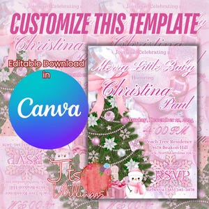 Invito digitale per il compleanno di Merry Little Baby Shower, invito digitale per il Christmas Babe Shower, inviti stampabili per feste di compleanno, biglietto d'invito