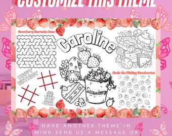 Página para colorear de fresas - Hoja de actividades editable (Descarga digital)