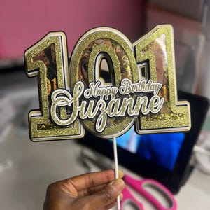100 Jahre Geburtstagsfeier | Glitter Gold Happy 100th Bday Cake Topper | Benutzerdefinierte 100 Bday Feier Topper | Cake Topper Benutzerdefiniert