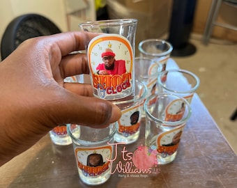 Personalized Shot Glasses, Custom Bulk Shot Glasses, Birthday Decorations, Birthday Gift, Bachelors Party Gift, Face Sticker Gift