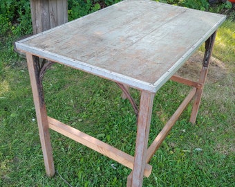 1940s chromeledge Industrial Kitchen Island Workbench Farmhouse Butcher Block table shabby chic rustic cottage decor tall 8 iron brackets