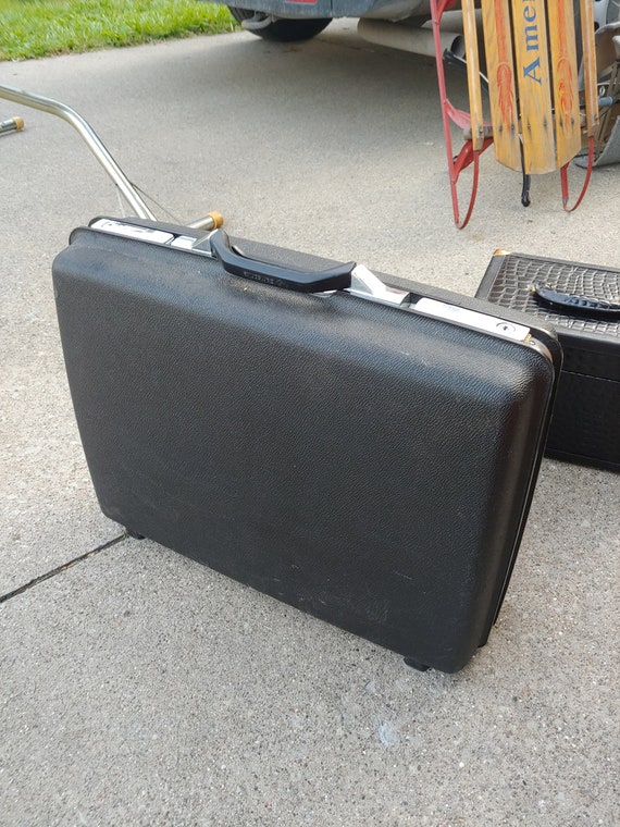 Vintage SAMSONITE Large Travel Suitcase Gray blac… - image 1