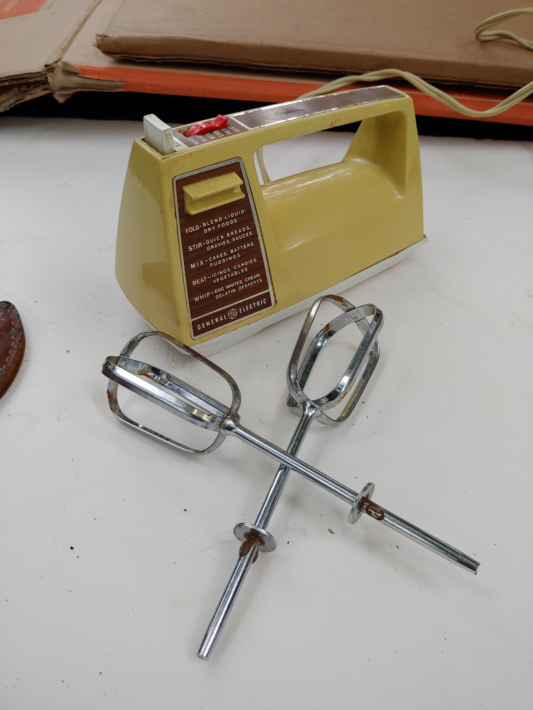 Vintage GE Hand Mixer Replacement Beaters, Gold, Green, 1970s, 80s