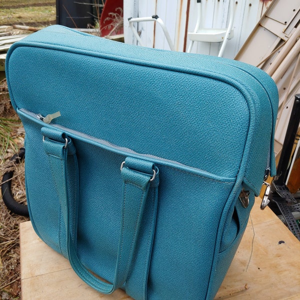 Vintage Samsonite MC Silhouette Carry On luggage blue with handles overnite bag mid Century mod