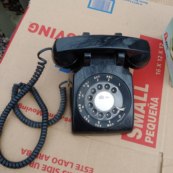 Vintage black rotary dial Telephone western Electric Working desk table phone office home phone rare original box free shipping LG size 50s