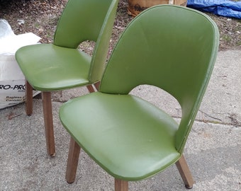 Mid Century Thonet Dining Chairs by Oswald Haerdtl for Thonet - faux wood legs 1950s Teal Leatherette wood Thonet Chairs set