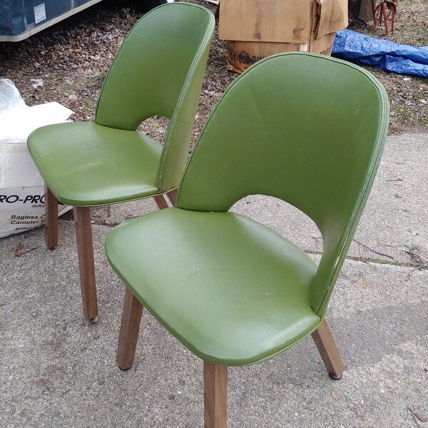 Mid Century Thonet Dining Chairs by Oswald Haerdtl for Thonet - faux wood legs 1950s Teal Leatherette wood Thonet Chairs set