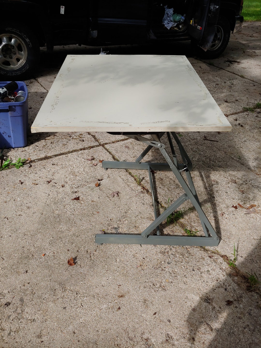 Vintage Mayline Drafting Table Adjustable Height Wooden Top Steel Frame