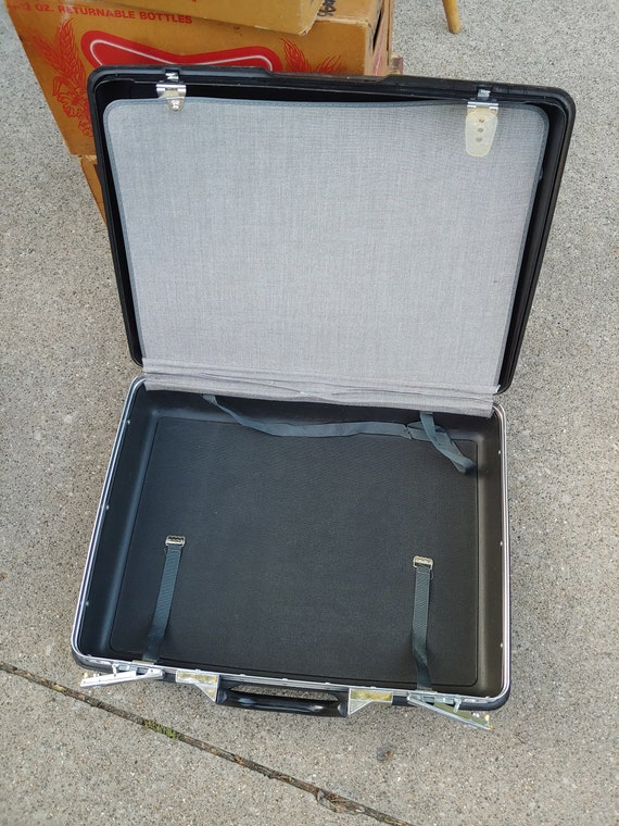 Vintage SAMSONITE Large Travel Suitcase Gray blac… - image 2