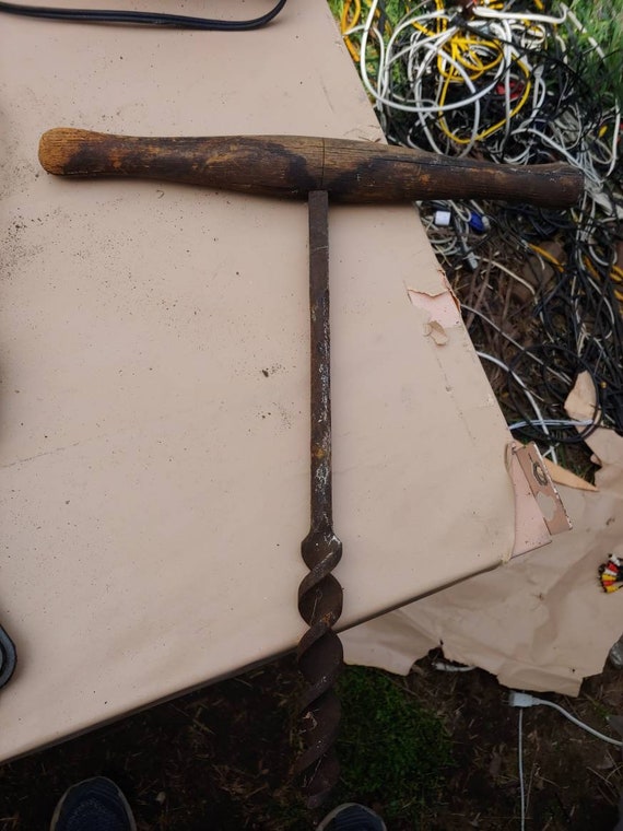 Vintage / Antique Primitive T Handle Hand Drill Wood Auger Etsy