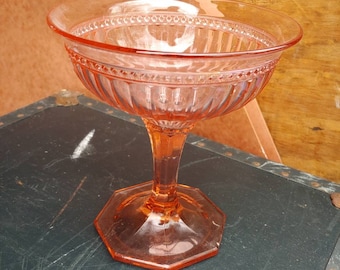 Imperial Glass #582 Fancy Colonial Footed Bowl - Rose Marie Pink 7"