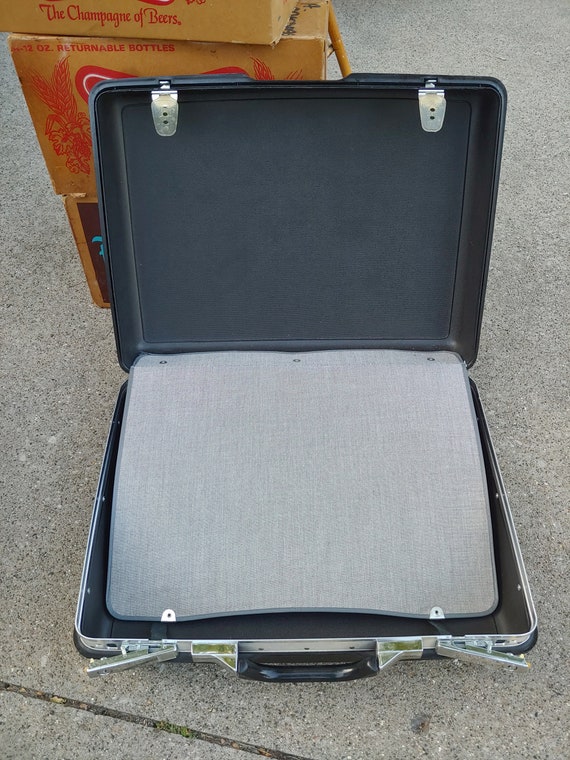 Vintage SAMSONITE Large Travel Suitcase Gray blac… - image 6