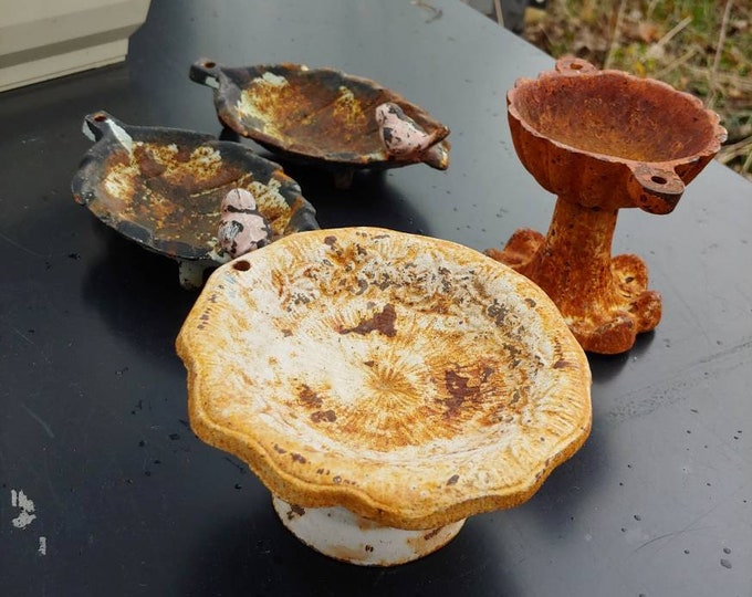 Vintage Bird Bathsyard Art Cast Iron Small Bird Baths Set of Etsy