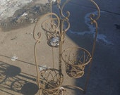 Vintage wrought Iron Swing Arm Plant Planter stand rustic garden farmhouse shabby chic planter stand folds up free shipping 35 quot