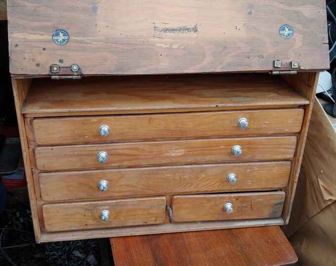 Antique Machinist Steel Tool Chest Handle Multi Drawer Tool